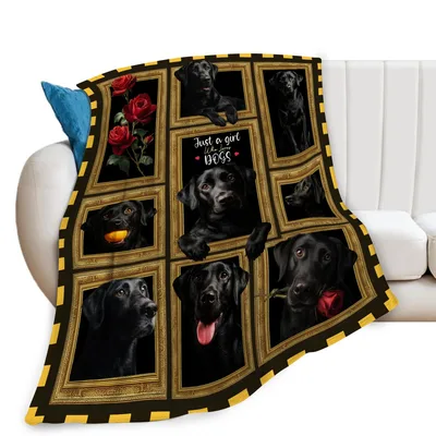 Black Labrador Dogs Grid Blanket: Framed Art for Dog Lovers