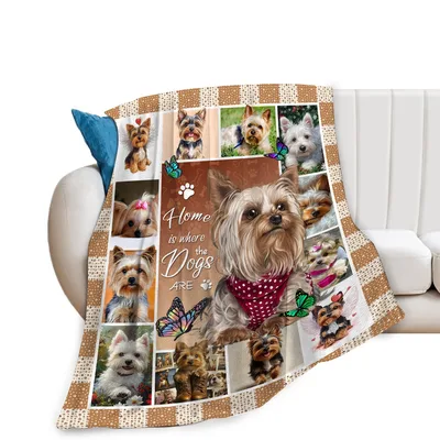 Home Is Where the Dogs Blanket Yorkshire Collage Design
