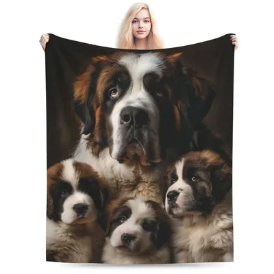 Saint Bernard Puppies Blanket: A Gentle Giant and Three Adorable pups