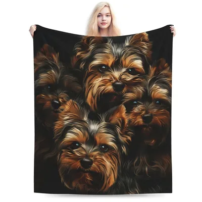 Yorkshire Terrier Faces Pattern Blanket No. 2 for Dog Lovers