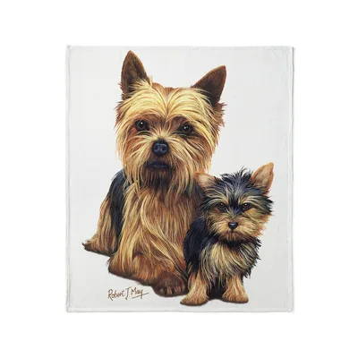 Two Yorkie Terriers Painting Blanket: A Detailed Portrait of Two Dogs