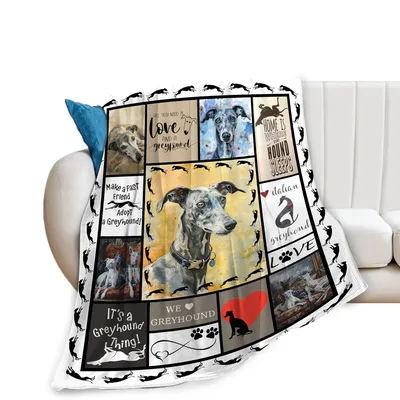 Greyhound Photo Collage Blanket for Dog Lovers