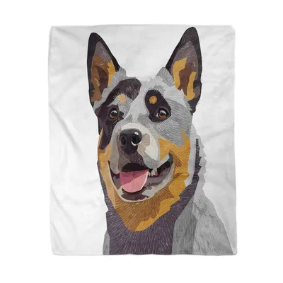 Blue Heeler Dog Portrait Blanket: Artistic Canine Closeup for Lovers
