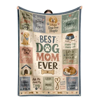 Best Dog Mom Ever Blanket: Patchwork Design for Canine Lovers