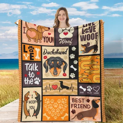 Dachshund Best Friend Collage Blanket for Sausage Dog Lovers