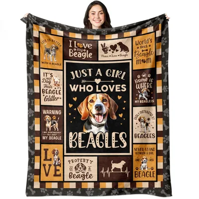 Just a Girl Who Loves Beagles Blanket: Collage of Dog Love