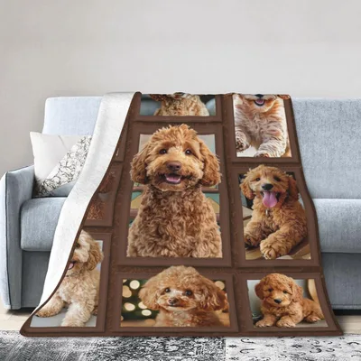 Golden Doodle Dogs Collage Blanket: Curly Cozy Pups in Frames