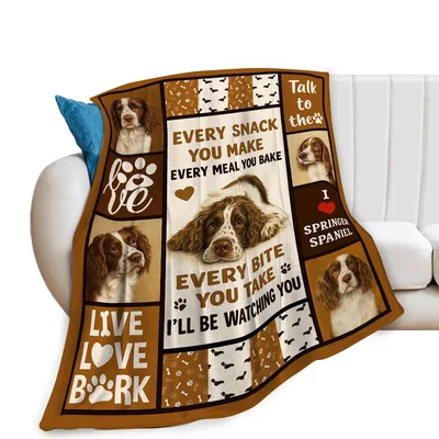 Live Love Bark Spaniel Blanket: Springer Collage Design for Dog Lovers