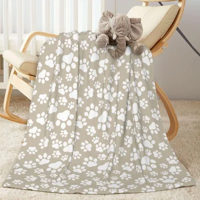 Dog Paw Prints Pattern Blanket: Cozy Fleece Design for Pet Lovers
