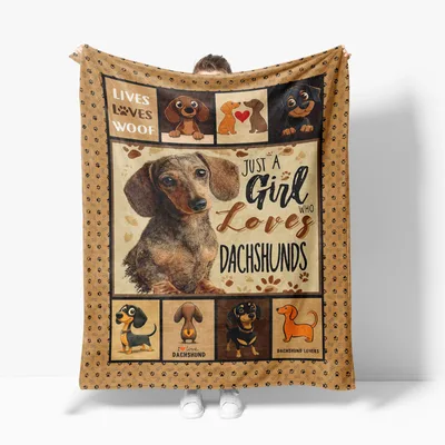 Girl Who Loves Dachshunds Blanket - Warm Dog Lover Design