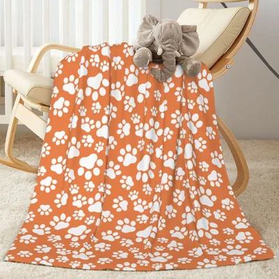 Dog Paw Prints Pattern Blanket: Orange Paws for Pet Lovers