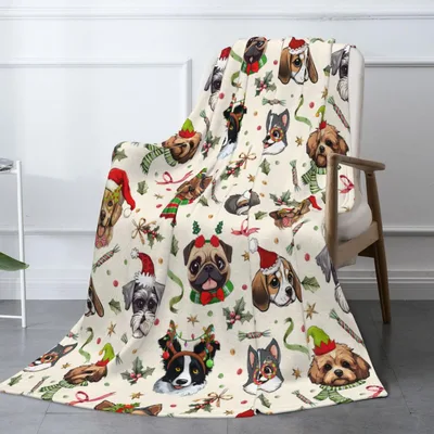 Christmas Dogs with Santa Blanket: Festive Canine Holiday Design
