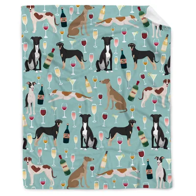 Greyhound Dogs and Wine Blanket: Sipping and Strutting Pattern