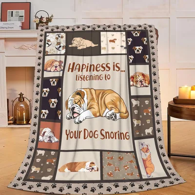 Happiness Is Listening to Your Dog Blanket: Bulldog Snore Design
