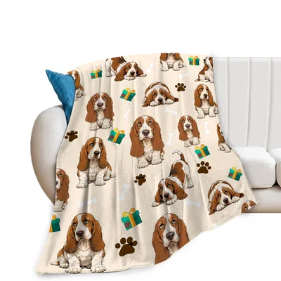 Basset Hound Dogs Pattern Blanket for Lovers of Long-Eared Canines