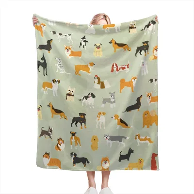 Assorted Dog Breeds Pattern Blanket: A Canine Collection