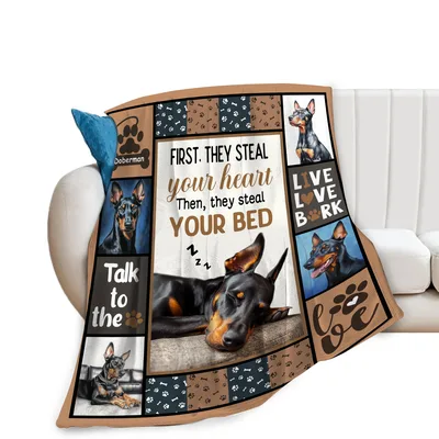 Doberman Dog First Blanket: Heart Stealing Bed Thief Design