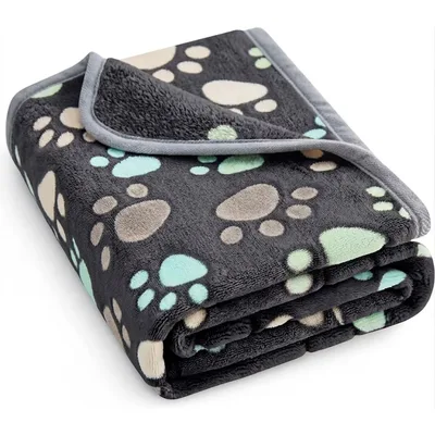 Paw Prints Dog Pattern Blanket featuring colorful paw prints