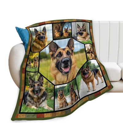 German Shepherd Dog Photo Blanket: A Collage of Canine Joy