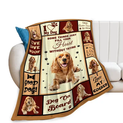 Cocker Spaniel Dog Collage Blanket for Lovers of the Breed