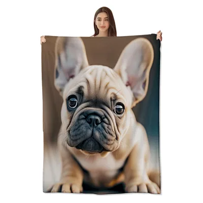 Cute French Bulldog Puppy Blanket: Adorable Fawn Pup Design