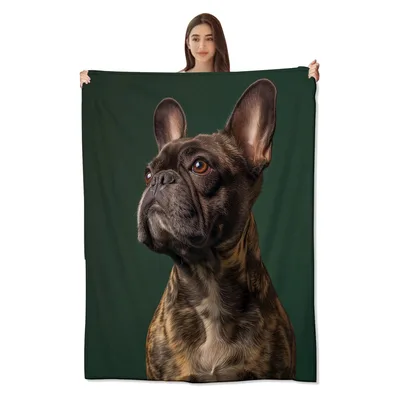 Brindle French Bulldog Portrait Blanket: Realistic Brindle