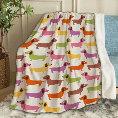 Colorful Dachshunds Pattern Blanket for Fun Dog Lovers