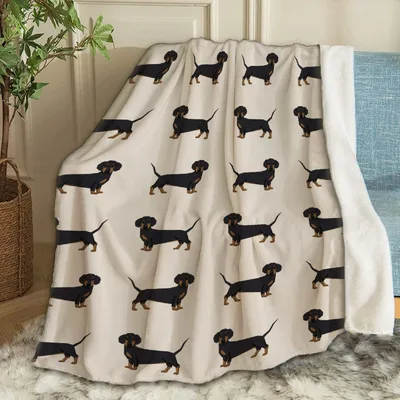 Dachshund Silhouette Pattern Blanket for Wiener Dog Lovers