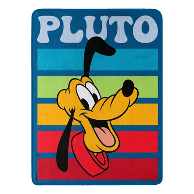 Cartoon Dog Face Rainbow Blanket: Pluto Striped Throw Design