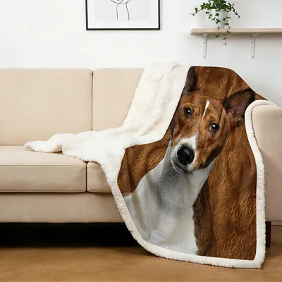 Basenji Dog Portrait Blanket: Realistic Art for Canine Lovers