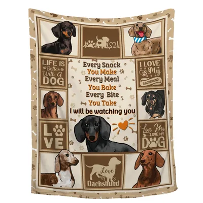Dachshund Quote Dog Collage Blanket for Wiener Dog Lovers