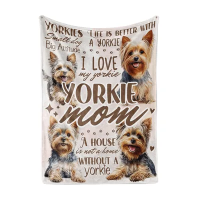 Yorkie Mom Quote Dogs Blanket Celebrating Small Dogs with Big Hearts
