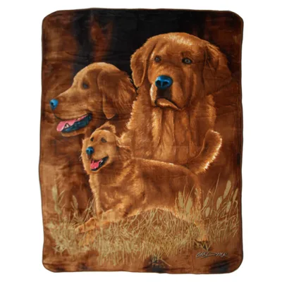 Golden Retriever Dogs Portrait Blanket: Artistic Family Scene