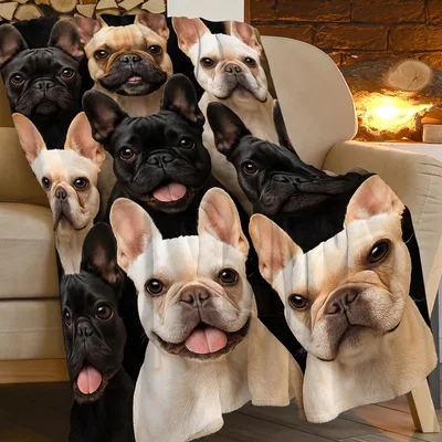 French Bulldogs Group Portrait Blanket: A Crowd of Frenchie Faces