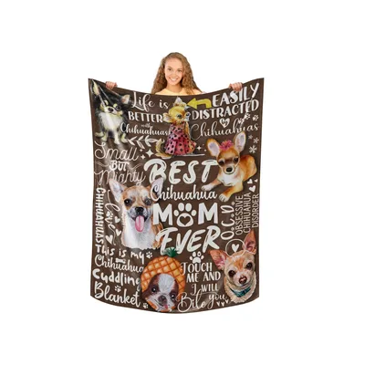 Best Chihuahua Mom Ever Blanket Celebrating Small Dogs with Humor