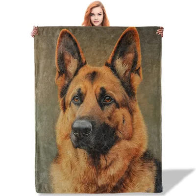 German Shepherd Portrait Blanket: Realistic Dog Art for Lovers