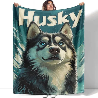 Husky Dog Portrait Blanket: Bold Husky Art for Canine Lovers