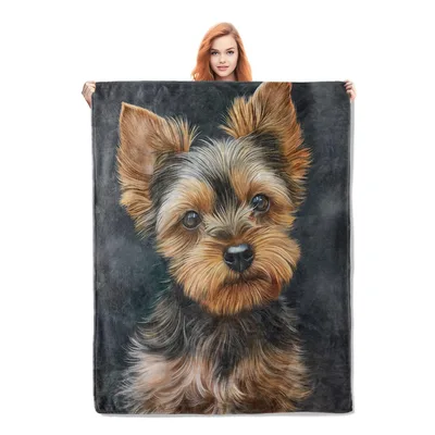 Yorkshire Terrier Portrait Blanket: Realistic Dog Art for Lovers