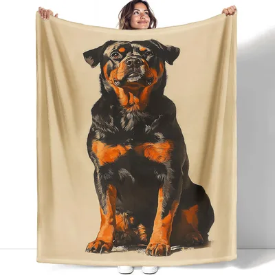 Rottweiler Dog Portrait Blanket: Realistic Art for Canine Lovers