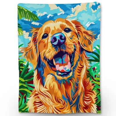 Golden Retriever Painting Blanket: Vibrant Pop Art Dog Throw