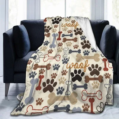 Dog Paw and Bone Blanket: Woof Print for Dog Lovers