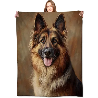 German Shepherd Dog Portrait Blanket: Realistic Canine Art