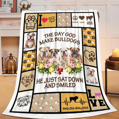 The Day God Made Blanket: English Bulldog Collage Design