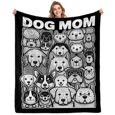 Dog Mom Dogs Illustration Blanket for Puppy Lovers