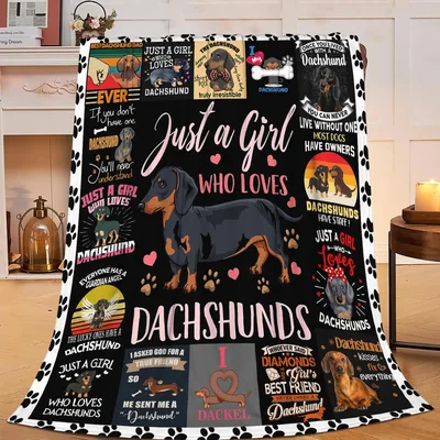 Just a Girl Blanket: Dachshund Collage Design for Lovers