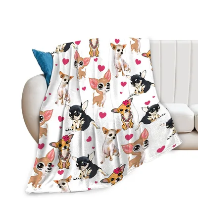 Chihuahua Dogs with Hearts Blanket: Cute Canine Pattern for Lovers