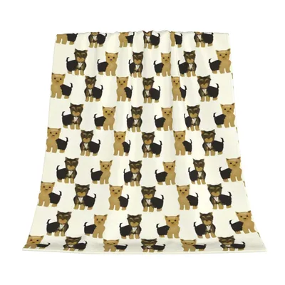 Yorkshire Terrier Dog Pattern Blanket featuring cute cartoon Yorkies
