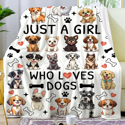 Just a Girl Blanket for Dog Lovers with Cute Puppies