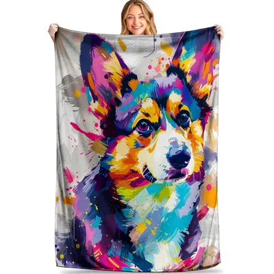 Vibrant Colorful Corgi Art Blanket: Pop Art Dog Design for Pet Lovers