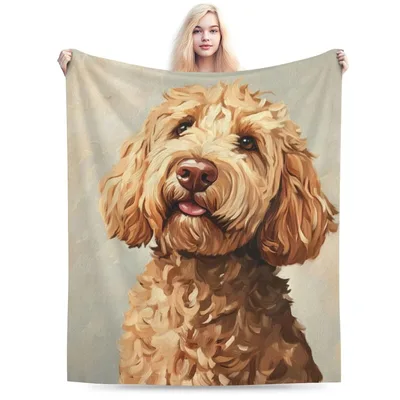 Labradoodle Portrait Blanket: Curly Coat Dog Art for Pet Lovers